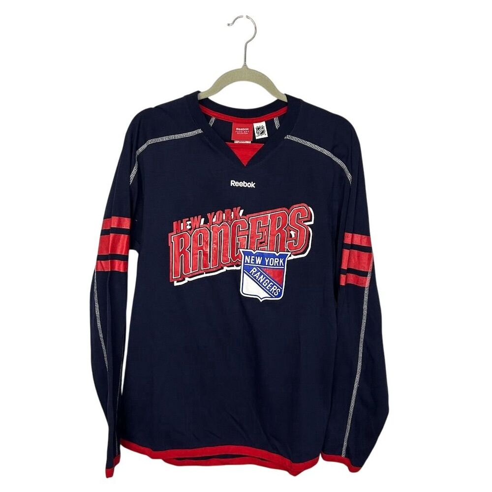 Reebok NHL New York Rangers Men's Long Sleeve Jersey Shirt Medium Navy